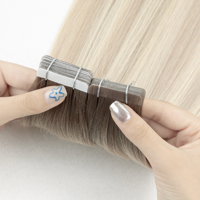 Extensions de cheveux à bandes adhésives en cheveux humains vierges russes de qualité supérieure, provenant d'un seul donneur, 100% cheveux humains vierges