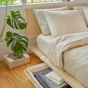 Cadre de <span class=keywords><strong>lit</strong></span> mural modulaire moderne CenturyArt Evolve Panel avec placage en bois naturel et supports en acier finis, respectueux de l'environnement - Product Image 4