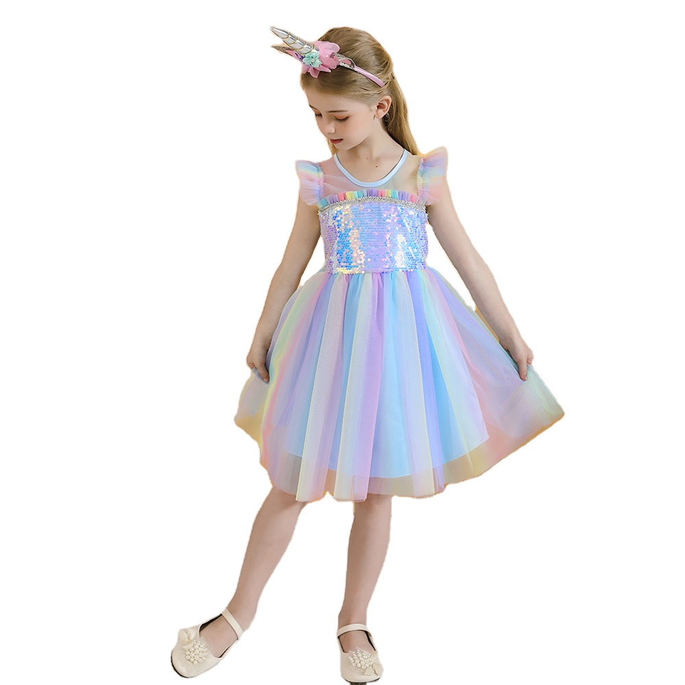 High Quality Girls Unicorn Costume Fairy Princess Dress For Kids Birthday Party Costume