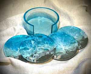 Sous-verre en résine de qualité supérieure conçu avec une finition artisanale artistique offrant une protection de table et un attrait élégant pour le salon - Product Image 2