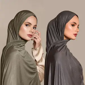 Plain crinkle cotton hijab woman muslim scarf cotton jersey premium stretchy hijab shawls and scarves hijab jersey coton