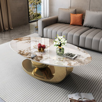 ModHomi 2025 – Ensemble de tables basses convertibles durables en acier inoxydable avec plateau en marbre, mobilier minimaliste pour salon, maison et hôtel