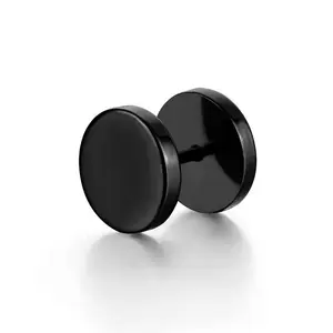 6mm 8mm 10mm 12mm Custom Titanium Steel Anti-allergy pure black round stud tide men's and women's personality earrings