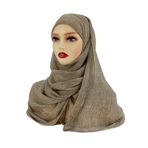 Custom logo Australian Popular Premium Thailandy Cotton <strong>Hijab</strong> Model Veil Scarf Crinkle Shawl Stretch for Ladies Khimar New 2025 - Product Image 3