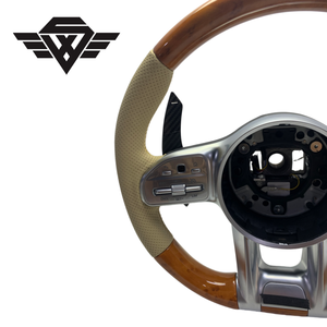 Volante Superior e Inferior de Madera de Durazno de Alta Calidad para Mercedes Benz W205 W213 W222 223Y Clase E G 809 AMG, Material de Cuero - Product Image 2