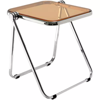 Table basse multifonctionnelle moderne et simple en métal avec plateau transparent en acrylique, pliable, pour le thé et le café, idéale pour l'ameublement de la maison