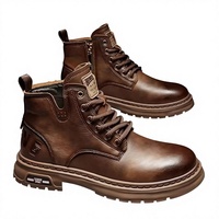 Bottes mi-mollet pour hommes, style décontracté chic, nouvelle collection automne 2025, en PU artificiel respirant, à lacets, semelle EVA, style cowboy