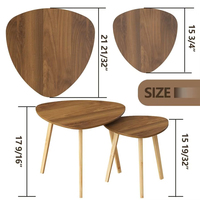 Ensemble de tables basses gigognes design moderne pour salon, finition laquée bambou, durable, facile à nettoyer, table d'appoint triangulaire 1