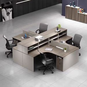 Escritorios y Sillas de Oficina Maibo con Doble Separación, Diseño Moderno para Personal de Finanzas, Estación de Trabajo para 2 o 4 Personas - Product Image 1
