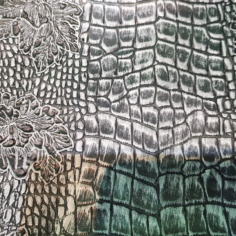 शास्त्रीय पु मगरमच्छ कपड़ा कृत्रिम चमड़ा सामग्री मगरमच्छ उभरा हुआ चमड़ा