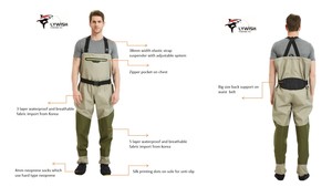5 couches imperméable respirant poitrine <span class=keywords><strong>Waders</strong></span> confortable coulée pêche Wader vêtements de plein air pour la pêche et la chasse - Product Image 2