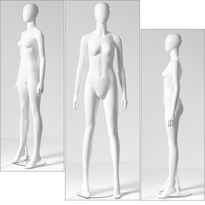Maniquíes femeninos blancos brillantes Boutique con cabeza de cuerpo completo modelo de plástico tienda vestido forma sentado soporte para exhibición de ropa - Product Image 6