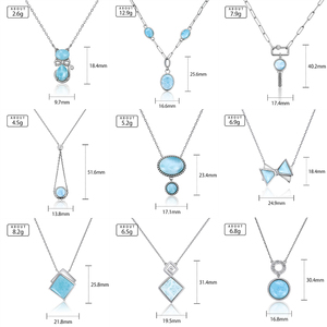 Splendida Collana in Argento Sterling <span class=keywords><strong>925</strong></span> con Larimar Naturale e Diamante, Bellezza Azzurra Semplicemente Incantevole che Scintilla - Product Image 2