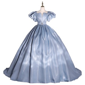 Princess Puff Sleeve Ball Gown Satin Sweetheart Neckline Empire Waistline Evening Dress Adult Formal Wear - Product Image 5