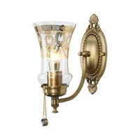 Applique murale rétro américaine en cuivre sur mesure avec abat-jour en verre pour chambre à coucher, luminaires ruraux faits à la main pour mur de fond