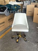 Fauteuil d'appoint de salon 2026 beige à coutures verticales, avec cadre doré, et fauteuil de technicien ajustable assorti pour salon de manucure et spa