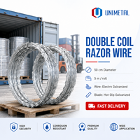 Ruban barbelé double hélice électrogalvanisé durable BTO-22, bobine de 50 cm pour clôture de zone de stockage et centre de distribution