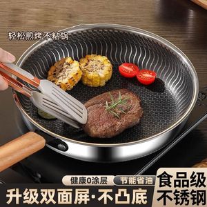 กระทะเคลือบสารกันติดพร้อมฝาปิด ภาชนะทำอาหารสแตนเลสทรงกลมสำหรับสเต็ก แพนเค้ก และกระทะ ใช้ได้กับเตาแม่เหล็กไฟฟ้า - Product Image 5