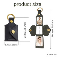 Porte-clés photo pliable créatif en cuir PU, personnalisable, gravable, porte-clés en cuir vierge, étui photo en cuir