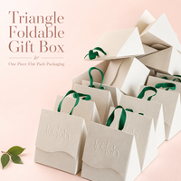 Boîte cadeau pliable triangulaire, emballage plat en une seule pièce avec poignée, logo personnalisé, écologique, pour bonbons, desserts, pâtisseries, directement de l'usine
