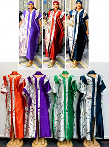 Nouvelle Robe Musulmane Femme en Gros, Grande Taille, Décontractée, Faite à la Main, avec Dentelle Africaine et Patchwork, Col en V, Longueur <span class=keywords><strong>Cheville</strong></span>, Collection Automne Femme - Product Image 5