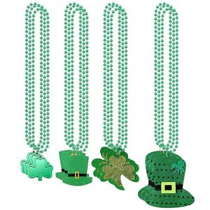 Nuevo Collar con Colgante de Trébol Verde del Día de San Patricio 2023, Cadena Decorativa Irlandesa con Cuentas - Product Image 3