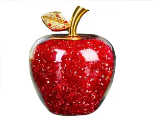 Groothandel Hoge Kwaliteit Appelkristal Apple Auto Decoratie Glas Ornament Decoratie