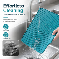 Tapis de séchage pour vaisselle en silicone de qualité alimentaire avec logo personnalisé, dessous de plat résistant à la chaleur en gros (OEM), tapis de drainage antidérapant avec bec verseur