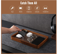 Plateau de rangement en bois personnalisé pour homme, plateau à clés pour bureau et table de chevet, plateau EDC pour bureau et entrée, pour portefeuilles, montres, téléphones et pièces de monnaie