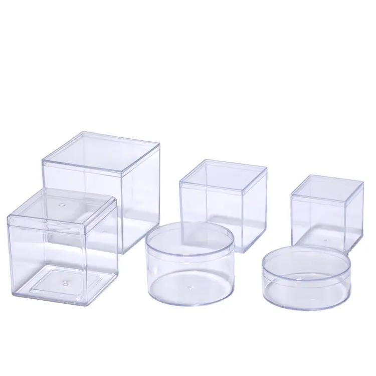 Boîtes carrées de mariage transparentes de qualité alimentaire petites boîtes Tiramisu bonbons Dessert emballage boîte acrylique transparente avec couvercle pour Ca