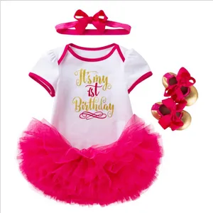 LSH13 doğum günü kız bebek elbise yaz pamuk siyah ve beyaz Romper Tutu elbiseler ilk çocuklar bebek kızlar için parti giysileri