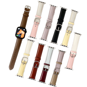 Correa de reloj de cuero genuino con textura de lichi personalizada al por mayor Win-Win, hebilla cuadrada, banda <span class=keywords><strong>para</strong></span> reloj inteligente compatible con <span class=keywords><strong>Apple</strong></span> <span class=keywords><strong>Watch</strong></span> Series 11 10 9 - Product Image 1