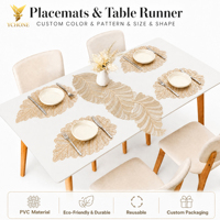 Ensemble de nappes et de sets de table Ychon Creative Leaf Gold Stamping, lavables et réutilisables, pour événements et mariages.