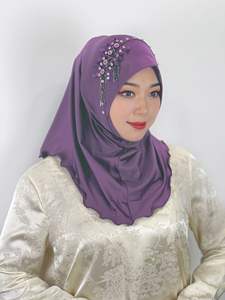 Generoso vestido de novia musulmán con gorro de gasa plisado <span class=keywords><strong>Hijab</strong></span> turbante y Jersey a juego - Product Image 5