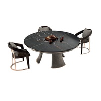 Chaise de ferme, 4 à 6 places, ensemble de table à manger en marbre, noir, moderne, pour petits espaceurs