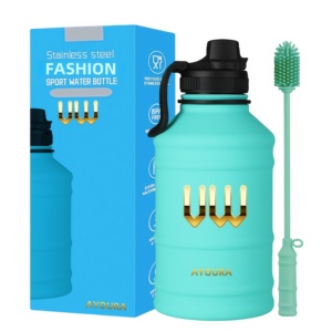 不锈钢水瓶 2.2 升不含 BPA 运动金属水瓶，带防漏螺旋盖，适合健身房露营 - Product Image 5