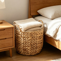 Panier de rangement en jacinthe d'eau tressé à la main avec 2 poignées, panier à linge, organisateur de rangement, bacs de rangement pour chambre et salon