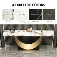 Console d'entrée créative en ardoise de luxe léger, table moderne simple avec piétement en acier inoxydable, doré, pour couloir d'entrée