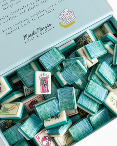 Juego de Mahjong Americano Estilo <span class=keywords><strong>Riviera</strong></span> Italiana, 160 Fichas de Acrílico con Textura de Jade Azul Océano, Regalo para Noches de Juego en Familia - Product Image 3