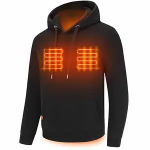 Manteau chauffant d'hiver Batterie rechargeable Pullover Sweatshirt Stand Collar Hooded Safari Jacket Polyester Cotton Fabric
