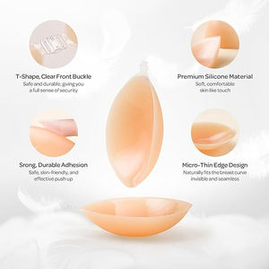 100% siliconen onzichtbare zelfklevende strapless backless push-up herbruikbare naadloze tepelhoedjes bh-pads - Product Image 3