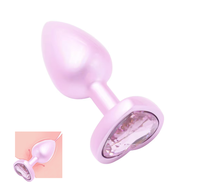 Plug anal en métal rose irisé en forme de cœur, en alliage d'aluminium, étanche, écologique, avec gemme de cristal, jouet sexuel BDSM pour femmes et hommes