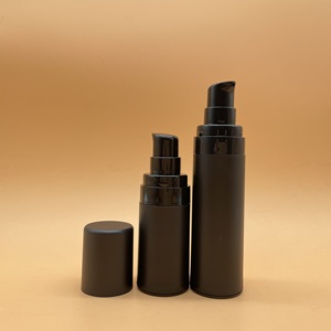 Botella de Bomba Sin Aire de Plástico Negro Mate y Dorado, Capacidades de 5ml, 10ml y 15ml, Tapa de Rosca, para Cosméticos, Lociones, Cremas, Sérum para el Cuidado de la Piel, Probador - Product Image 2