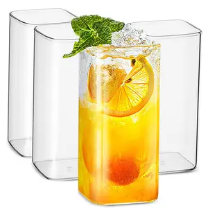 Bicchieri quadrati Highball bicchieri da bere bicchiere da succo trasparente ad alto contenuto di borosilicato con bicchieri da birra per acqua bicchiere da Shot
