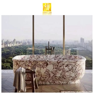 Boton đá đá tự nhiên tùy chỉnh khách sạn sang trọng làm bằng tay phòng tắm Viola calacatta <span class=keywords><strong>Monet</strong></span> bồn tắm freestanding - Product Image 3