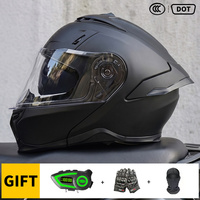 Casque de moto personnalisé en gros avec Bluetooth, visière double, certifié DOT, doublure en coton, casques de motocross