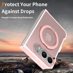 Étui Duo pour <span class=keywords><strong>iPhone</strong></span> rose luxueux et mignon avec support rotatif, finition mate douce au toucher, étui magnétique personnalisé pour téléphone portable pour femmes et filles - Product Image 4