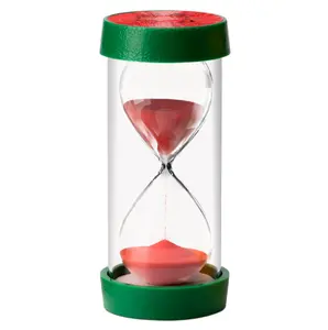 Temporizador de vidro com 15/30/45/60 min, temporizador de vidro criativo para frutas e areia com 2 minutos
