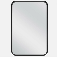 Miroir rectangulaire moderne argenté avec coins arrondis, éclairage LED réglable, usage commercial, couleur personnalisable