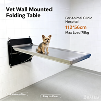 Table d'examen vétérinaire murale pliable EUR PET, gain de place, en acier inoxydable 304, table d'opération pour animaux de compagnie